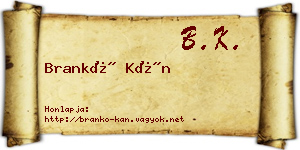 Brankó Kán névjegykártya